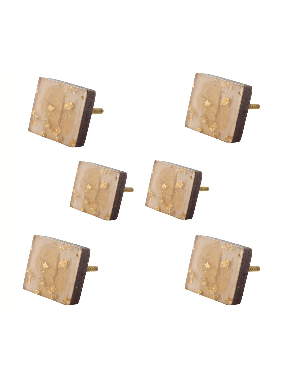 

Indianshelf 6-Pcs Brown Wooden Sqaure Knobs