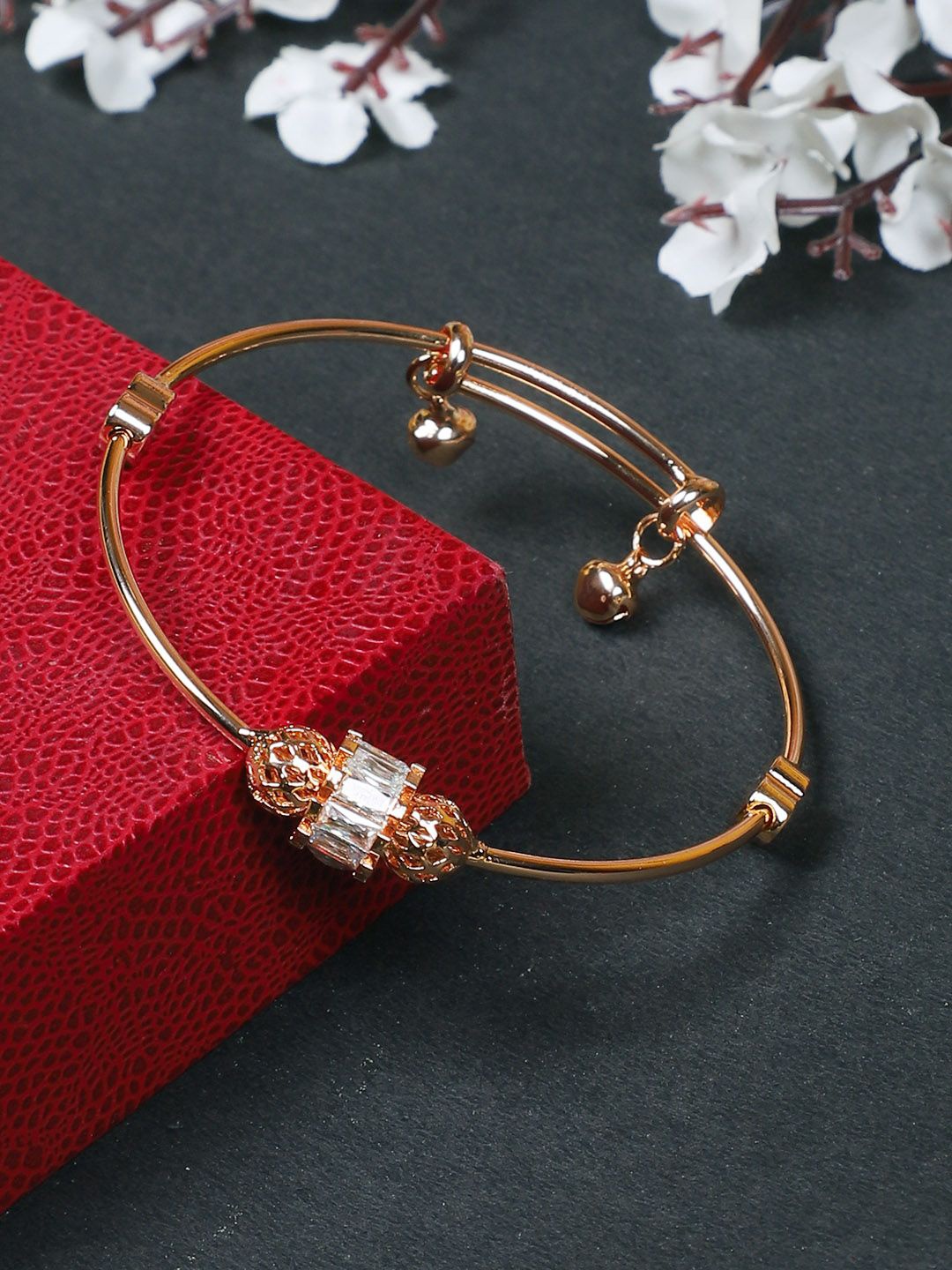 

FIROZA Rose Gold-Plated AD-Studded Bangles