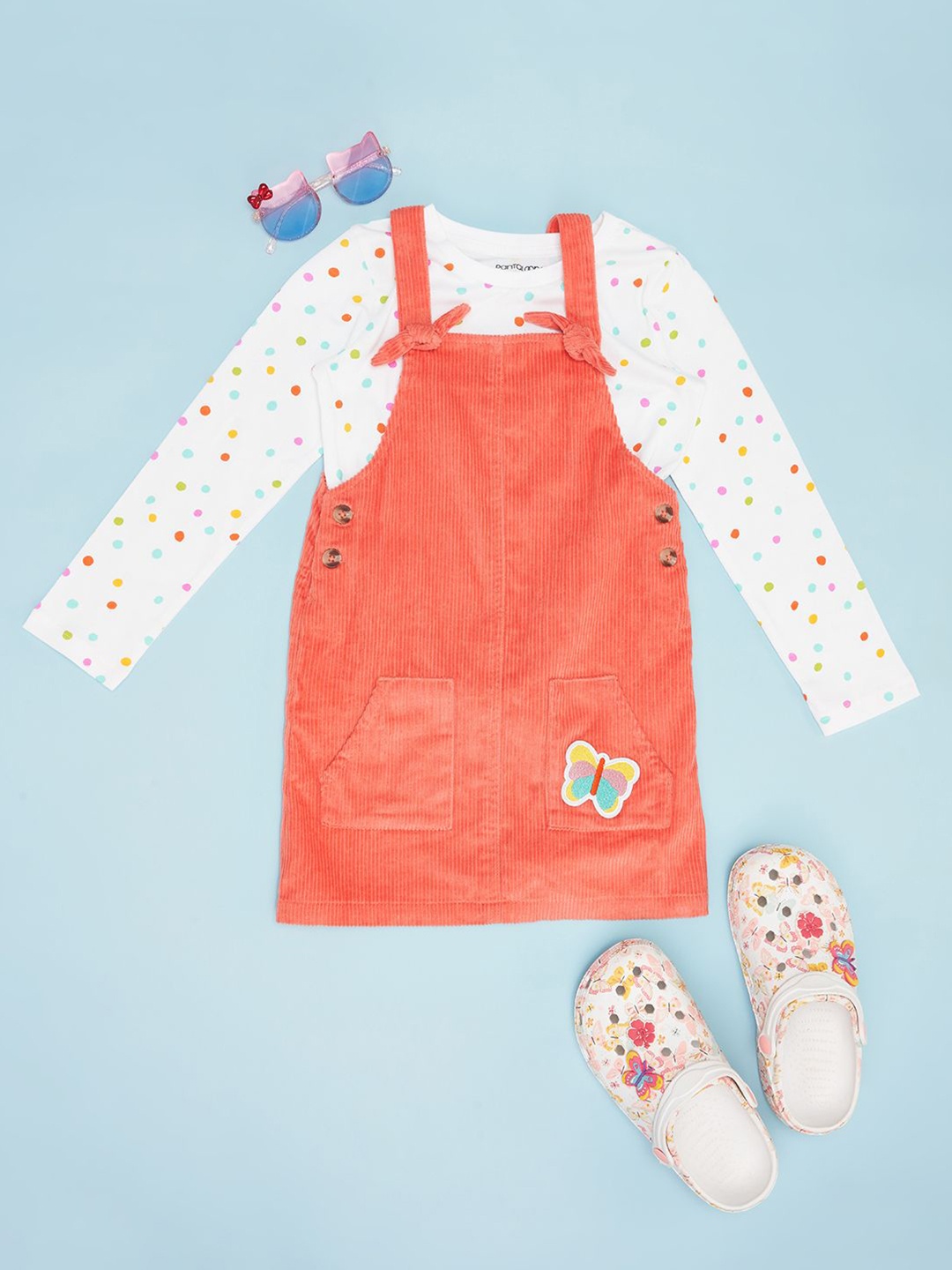 

Pantaloons Junior Girls Pinafore Dress, Orange