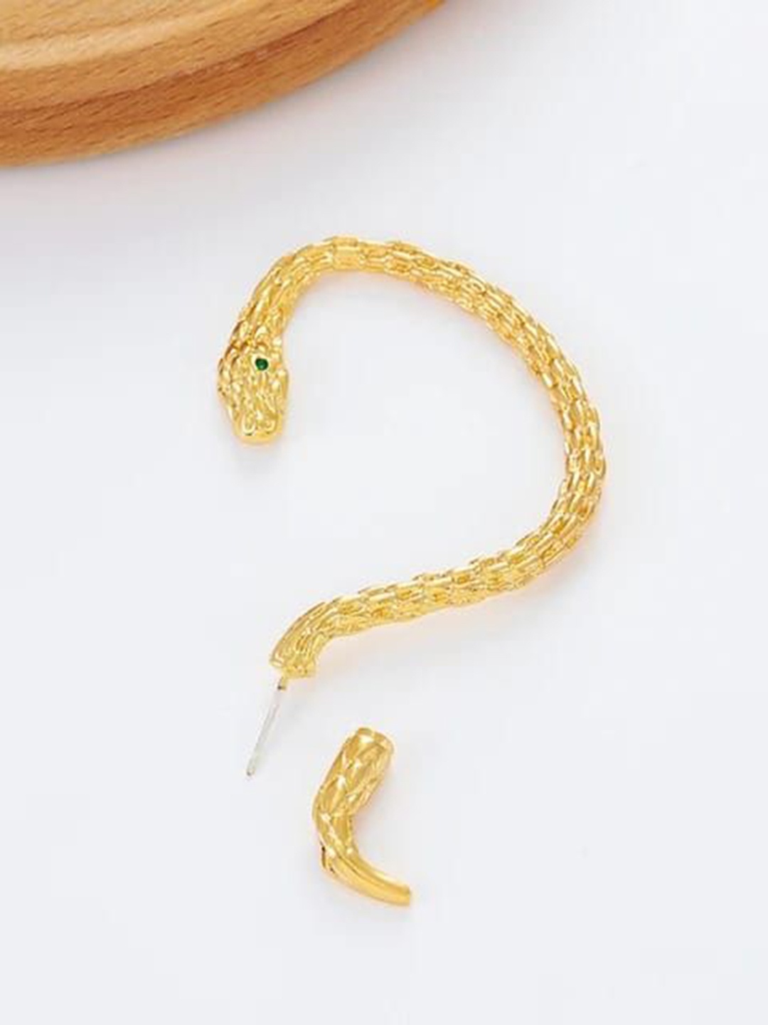

YU FASHIONS Gold-Plated Rhinestone Studded BTS Inspired Snake Ear Cuff Earrings
