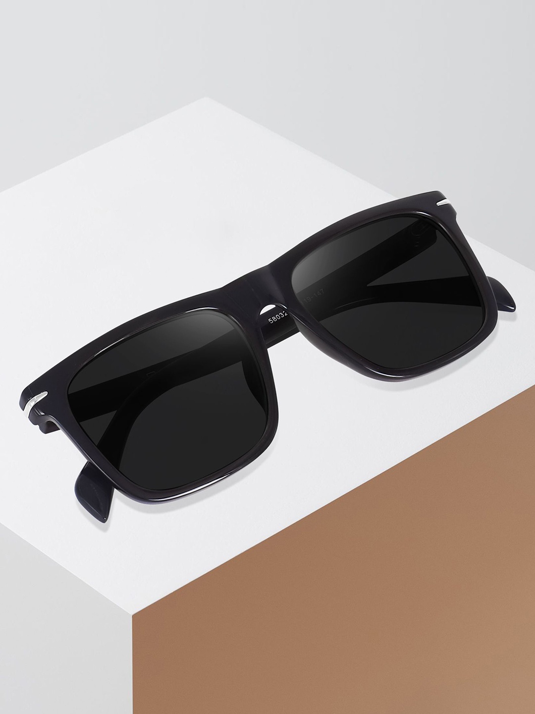 

Peter Jones Eyewear Unisex Square Sunglasses with UV Protected Lens 58032B-Black