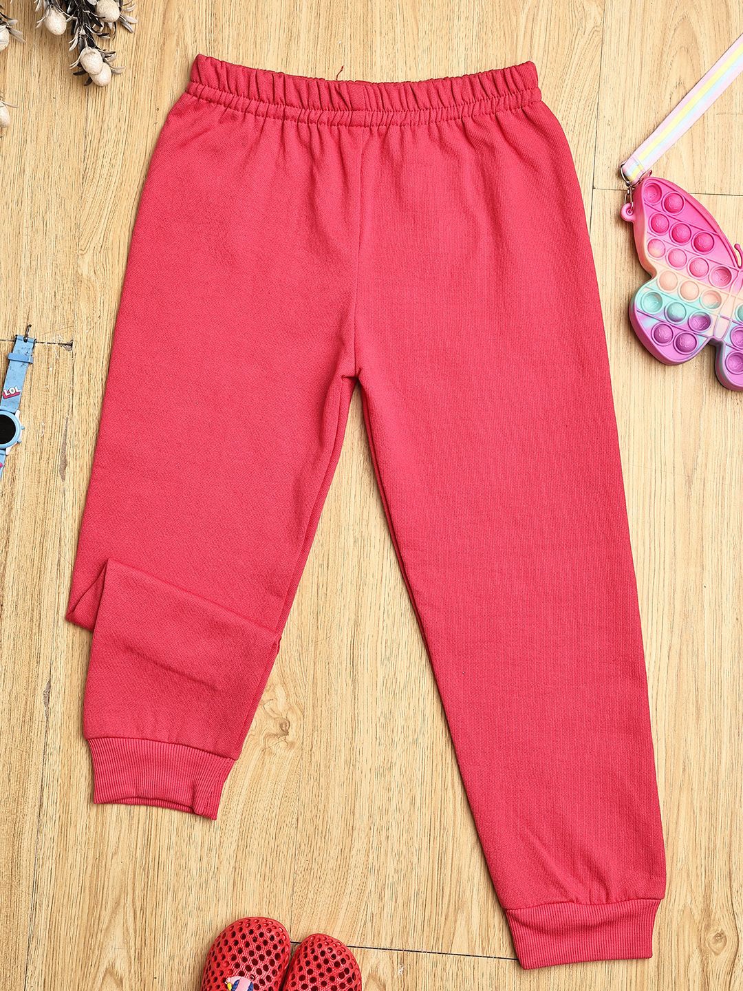 

Cutiekins Girls Solid Mid Rise Regular Fit Joggers, Coral