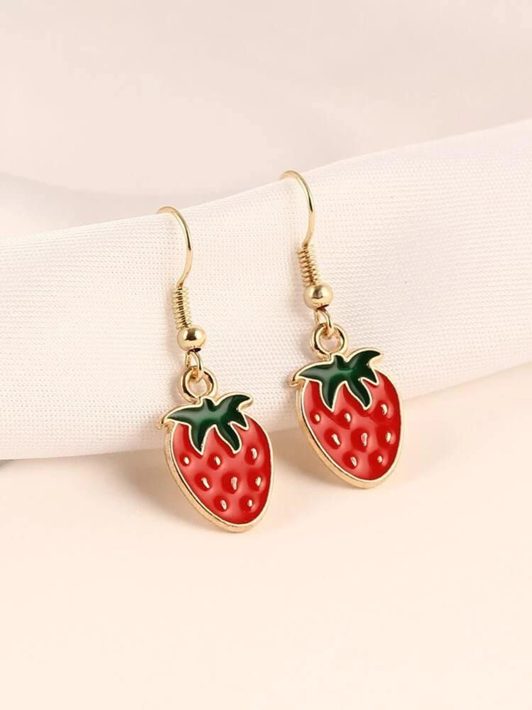 

YU FASHIONS Geometric Rhinestone Studded Drop Earrings, Red