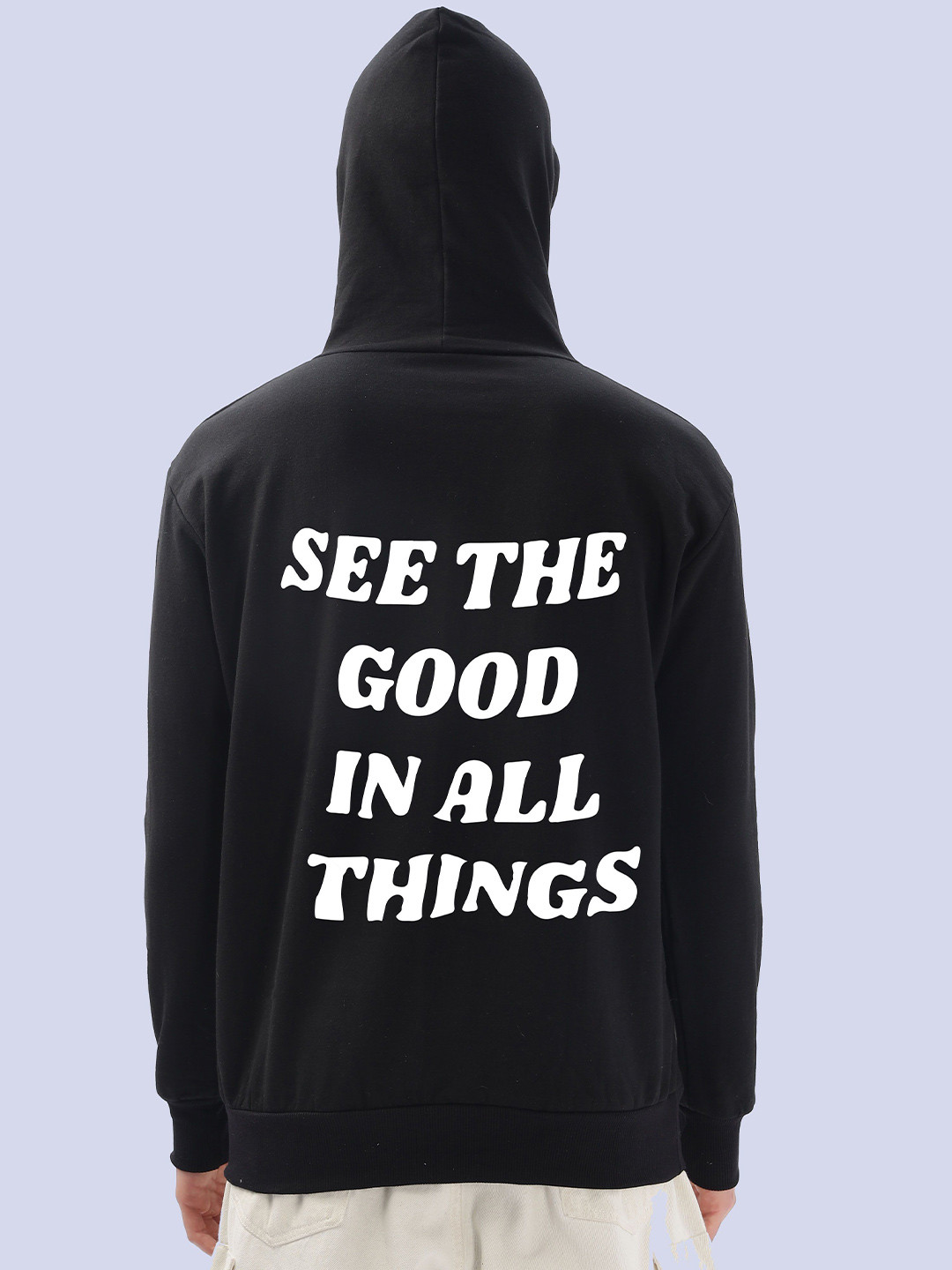 

FALTU.COMen Pure Cotton Printed Hooded Sweatshirt, Black