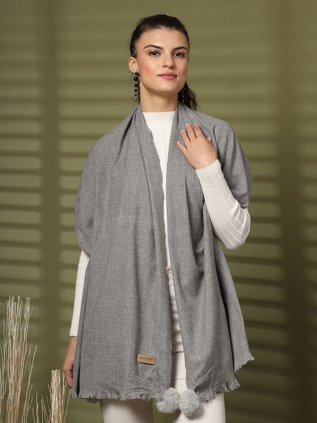 

Mafadeny Women Solid Winter Stole, Grey