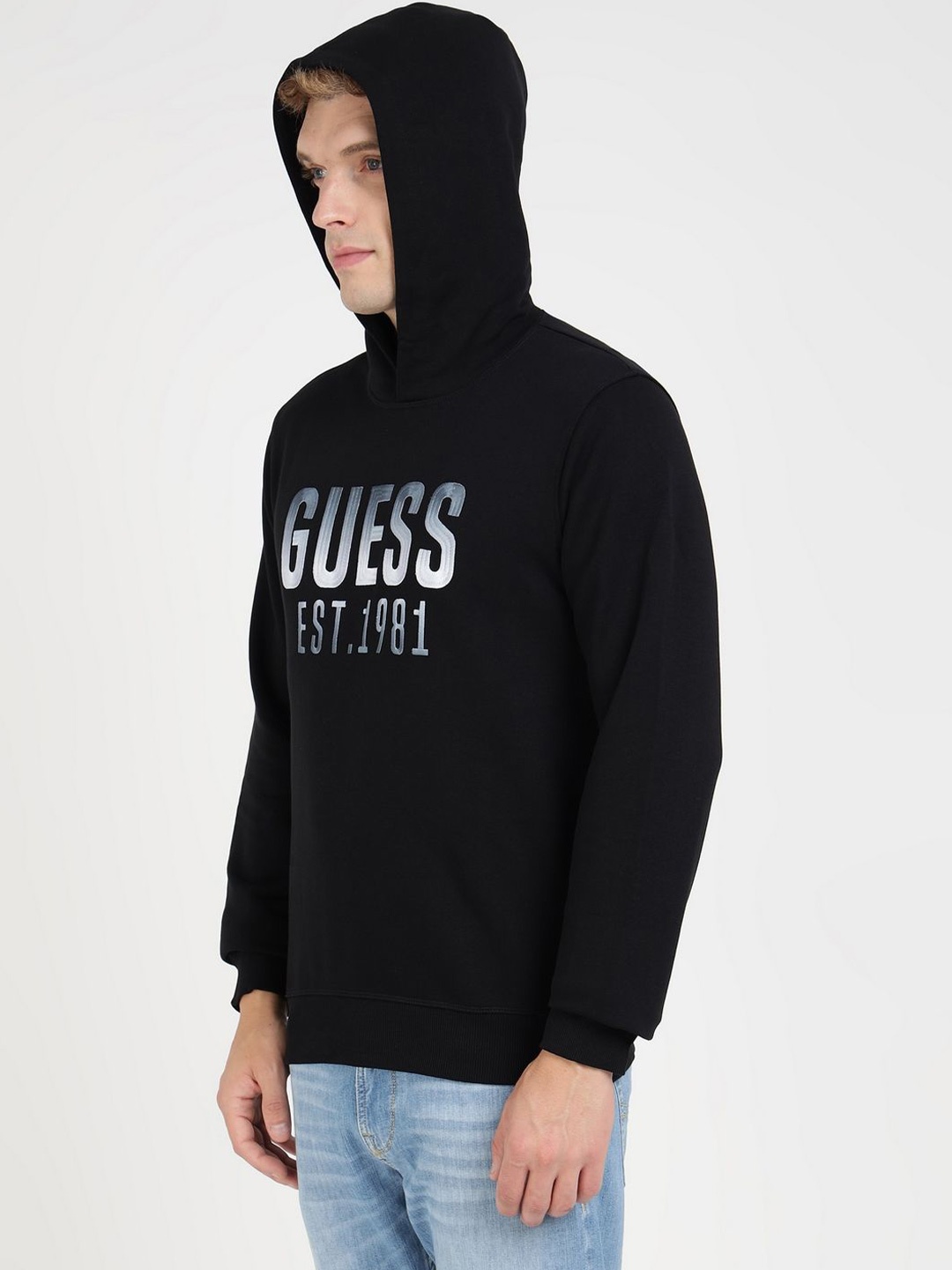 

GUESS Men Printed Hooded Sweatshirt, Black