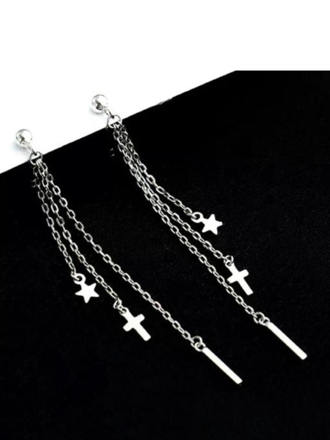 

YU FASHIONS Geometric Drop Earrings, Silver