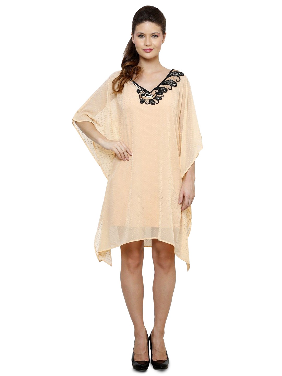 

The Kaftan Company Embellished Kimono Sleeve Kaftan Dress, Peach