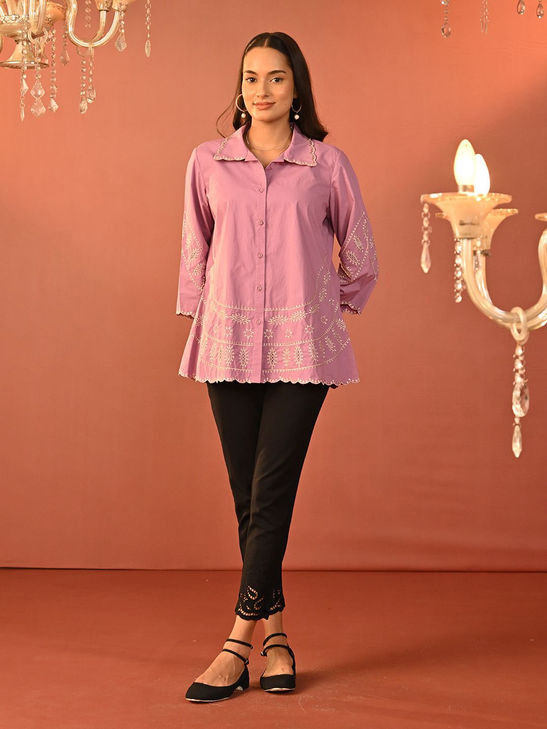 

Lakshita Women Relaxed Spread Collar Solid Cotton Relaxed Fit Casual Shirt, Pink