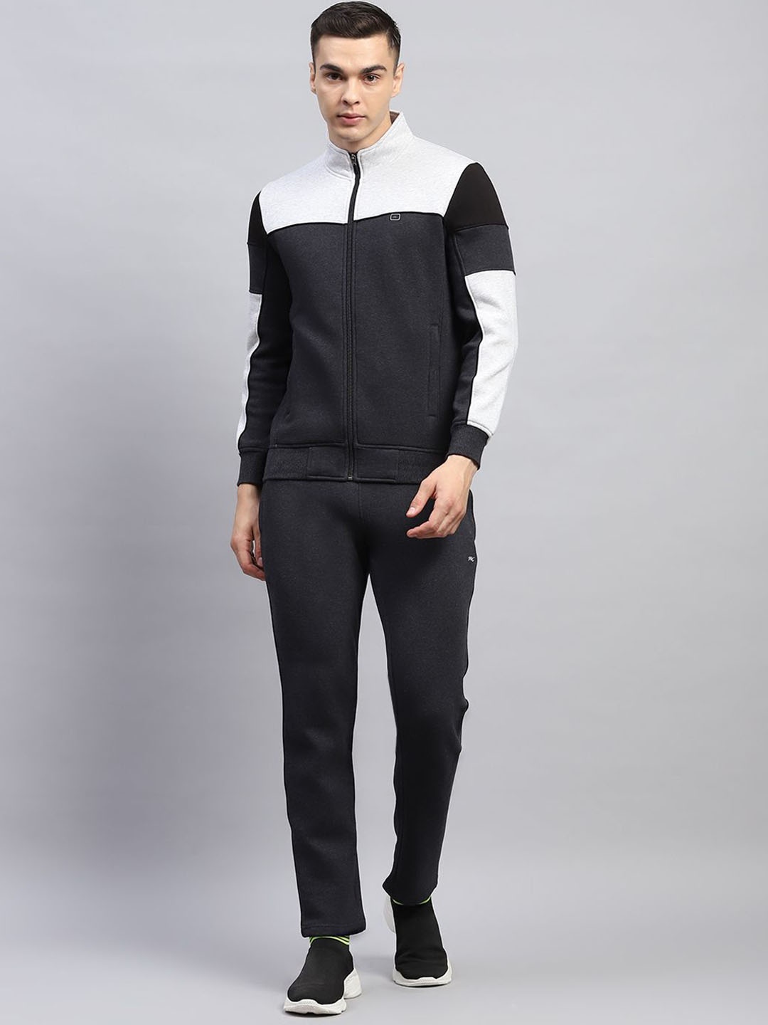 

Monte Carlo Men Mid Rise Colourblocked Mock Neck Tracksuit, Black