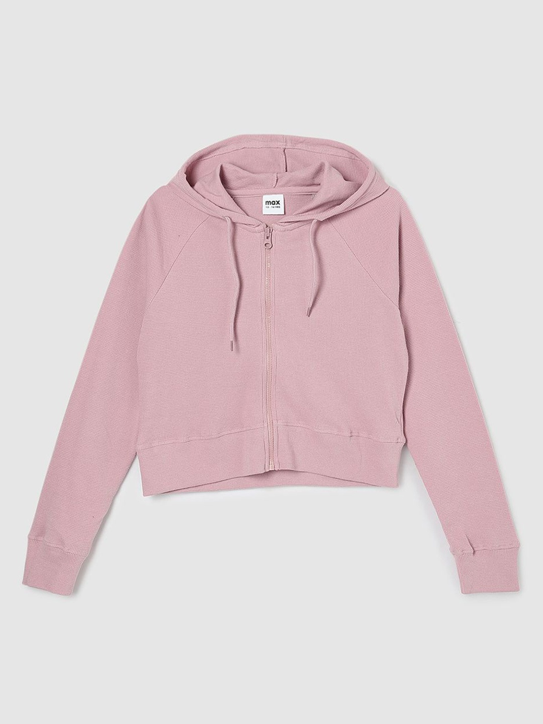 

max Girls Cotton Solid Hooded Long Sleeves Front-Open Sweatshirt, Pink