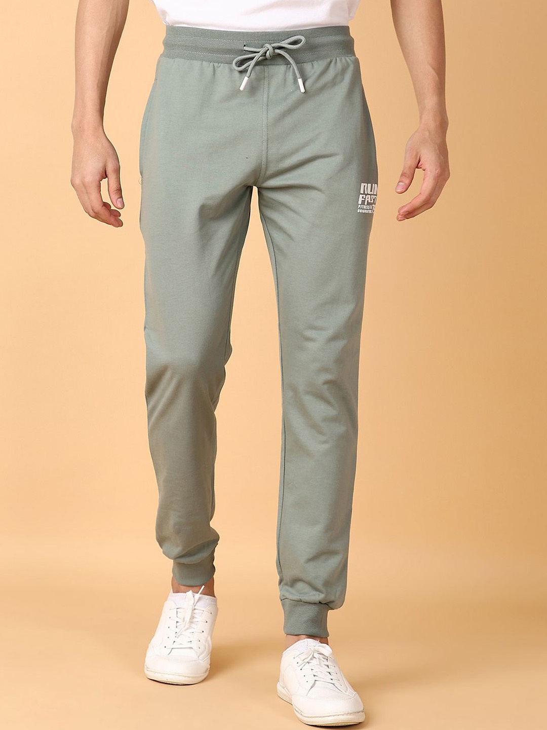 

V-Mart Men Solid Mid-Rise Joggers, Sea green