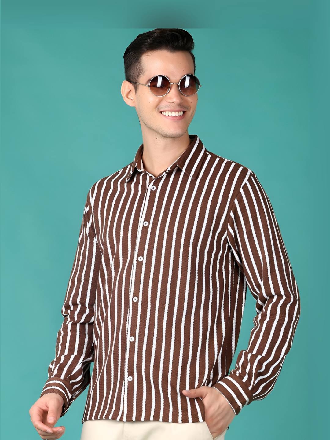 

V-Mart Men Mandarin Collar Pockets T-shirt, Brown