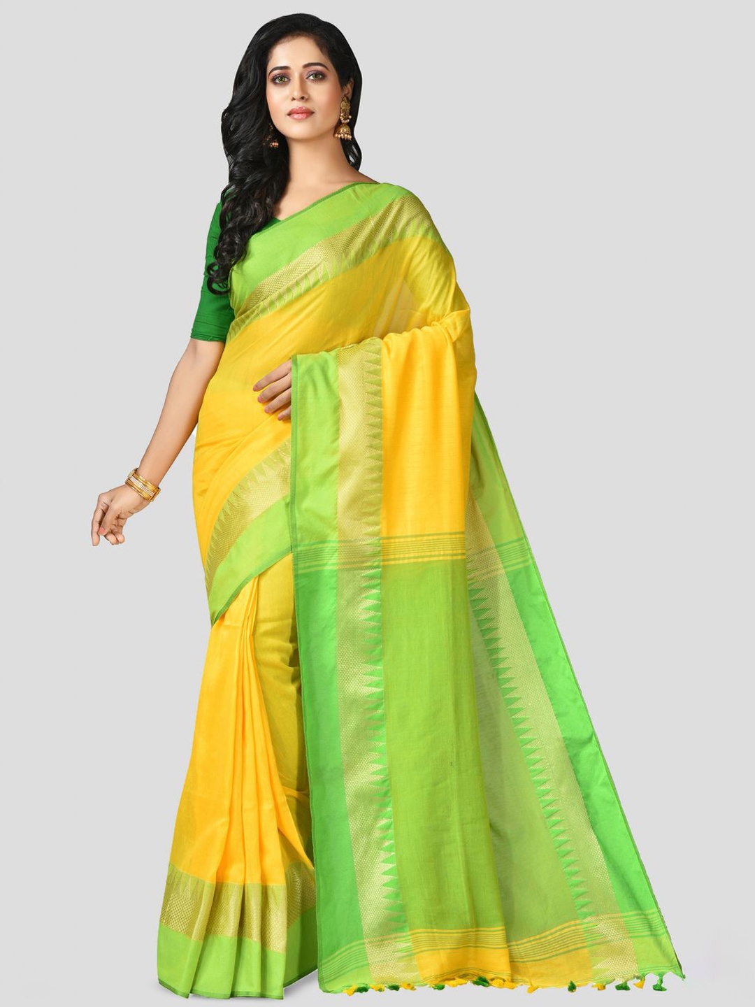 

Crochetin Woven Design Pure Cotton Saree, Yellow