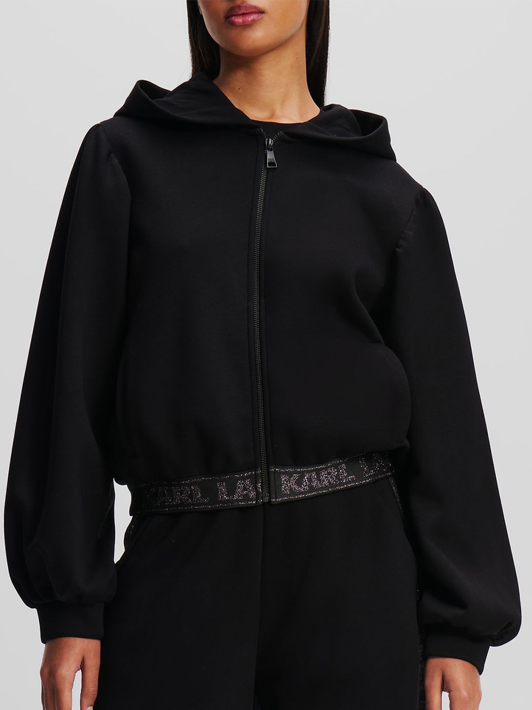 

Karl Lagerfeld Women Front-Open Sweatshirt, Black