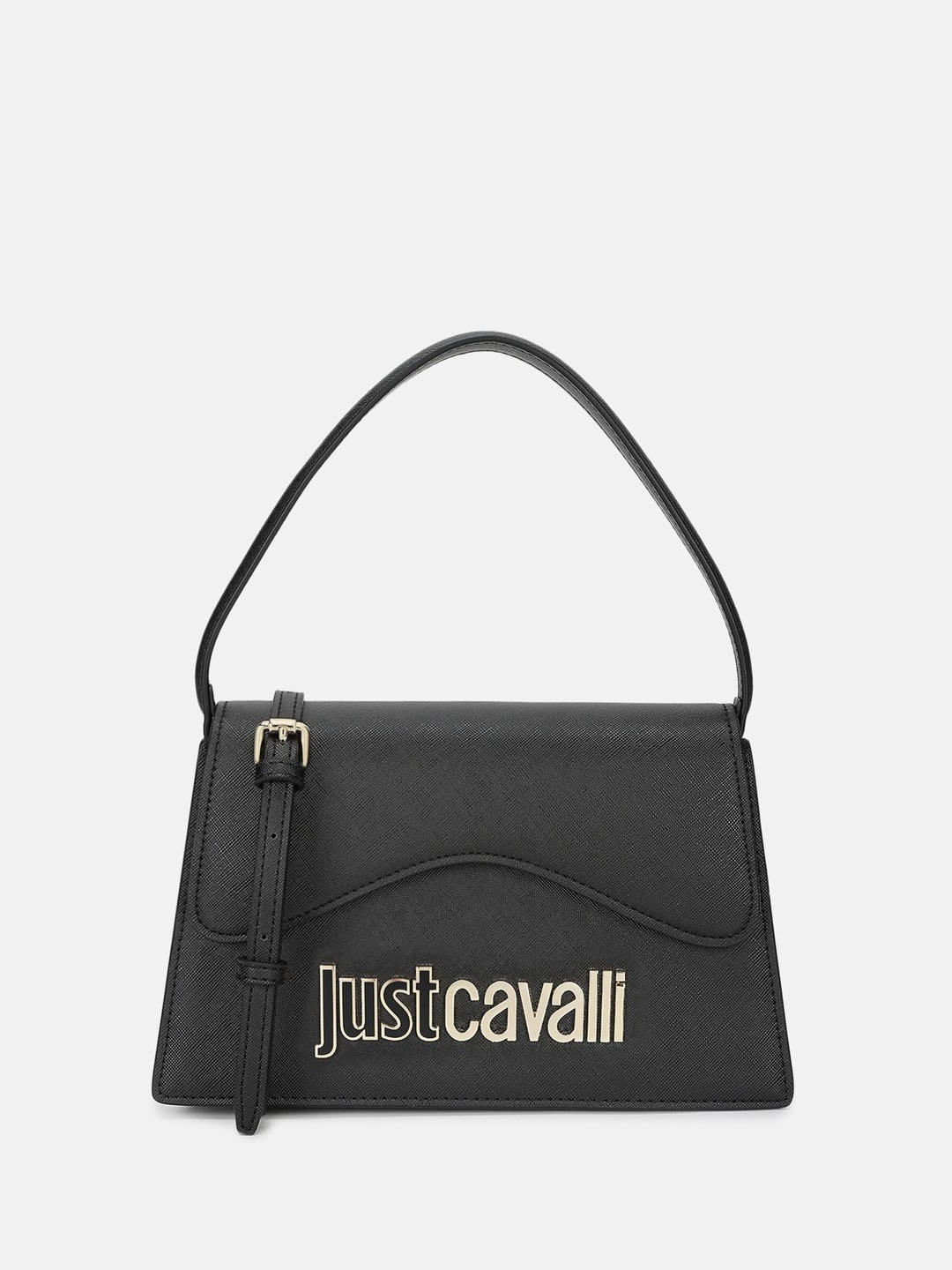 

Just Cavalli Women Typography Printed Structured Satchel Bag, Black