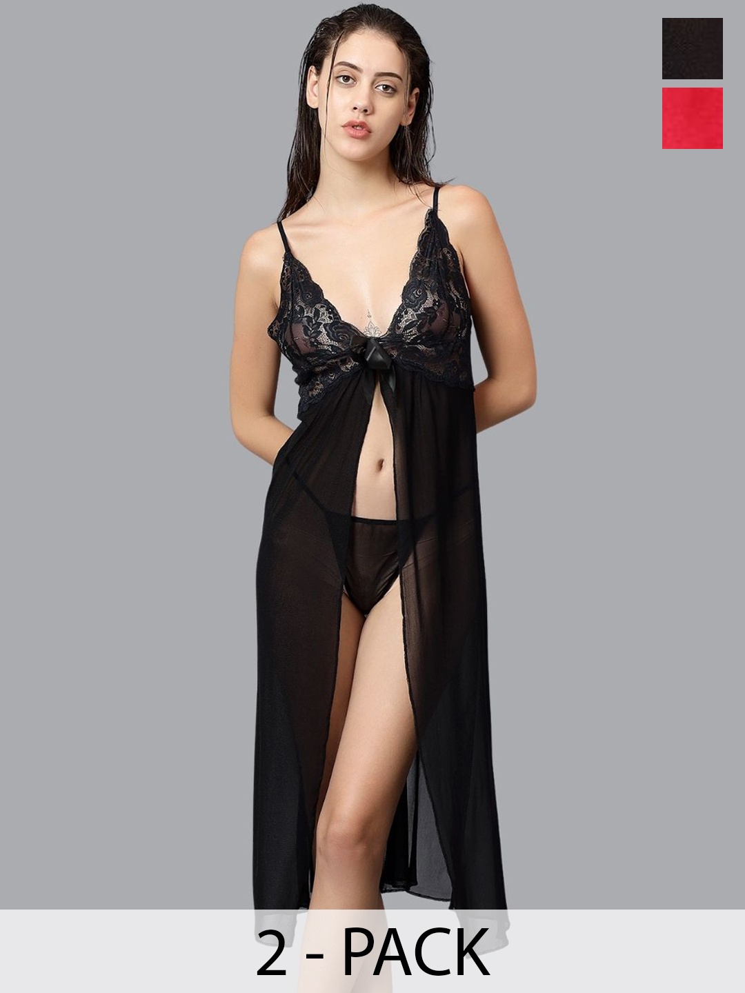 

Velvi FIGURE Women Pack of 2 Baby Doll, Black