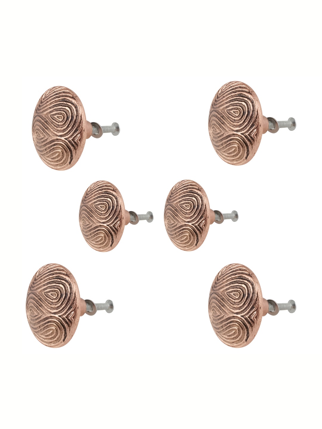 

Indianshelf 6-Pcs Aluminium Round Flat Knobs, Copper
