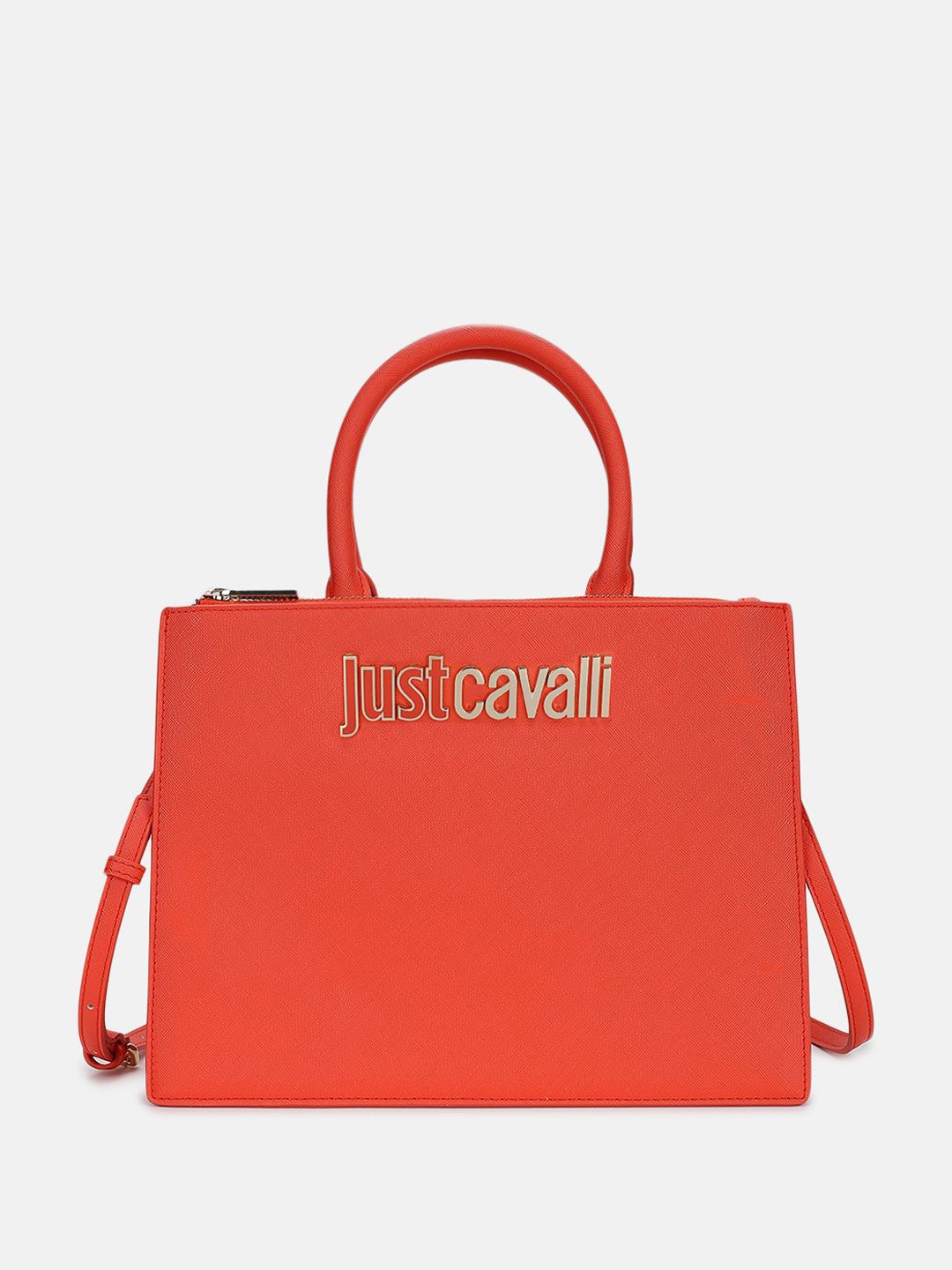 

Just Cavalli Women Solid Structured Handheld Bag, Red