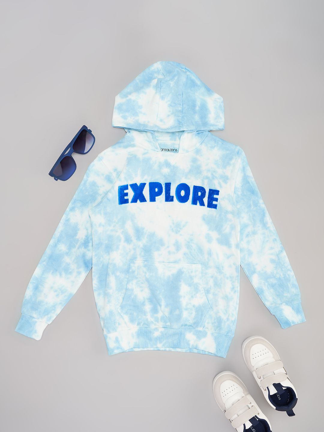 

Pantaloons Junior Boys Typography Printed Pure Cotton Hooded Sweatshirt, White