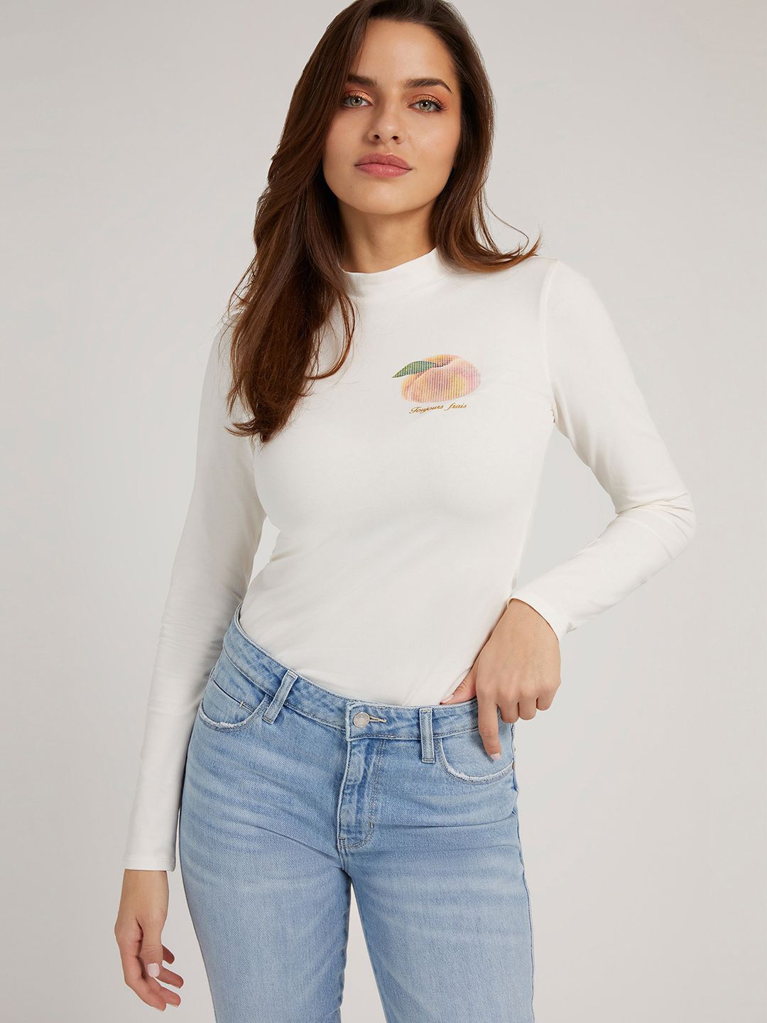 

GUESS Women Graphic Printed Round Neck T-shirt, White