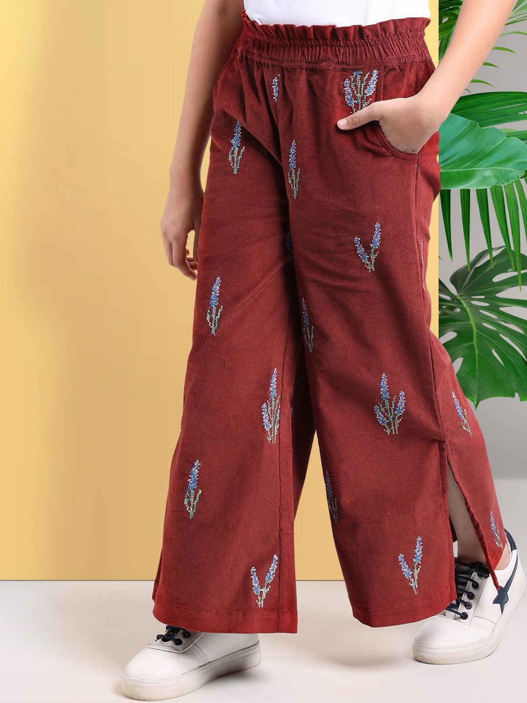 

ARIAS By LARA DUTTA Girls Flared Corduroy Trousers, Maroon