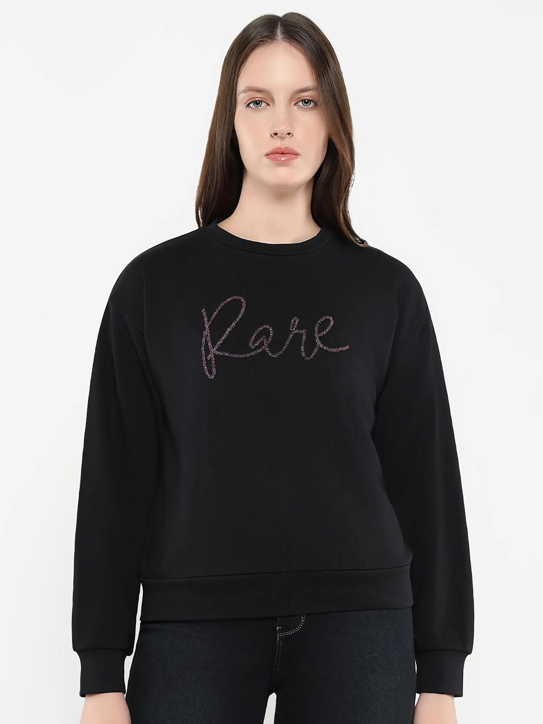 

RAREISM Women Brand Logo Applique Sweatshirt, Black