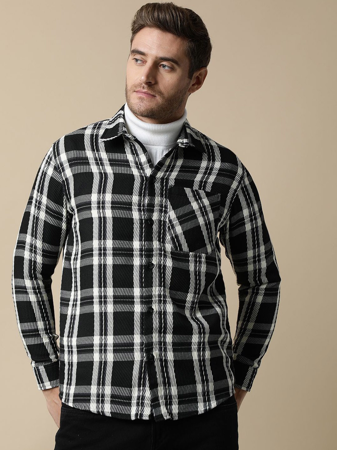 

Fort Collins Men Checked Lightweight Tailored Jacket, Black