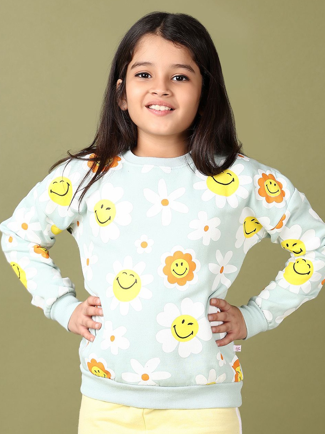 

V-Mart Girls Graphic Printed Cotton Sweatshirt, Blue