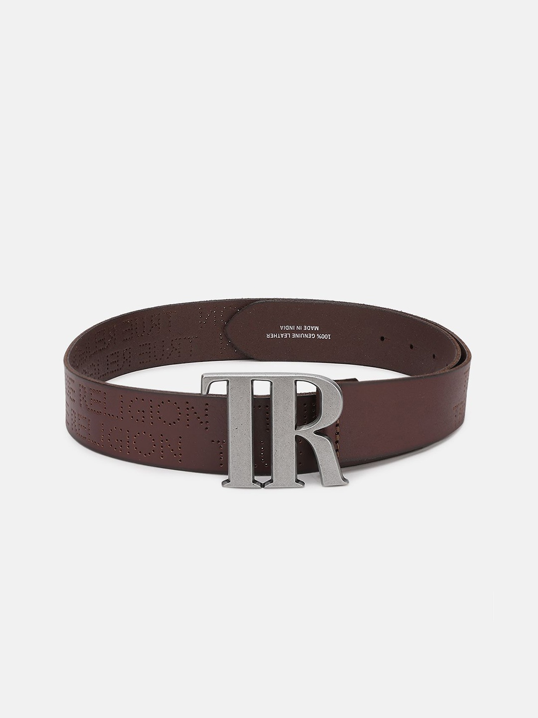 

True Religion Men Textured Leather Belt, Brown