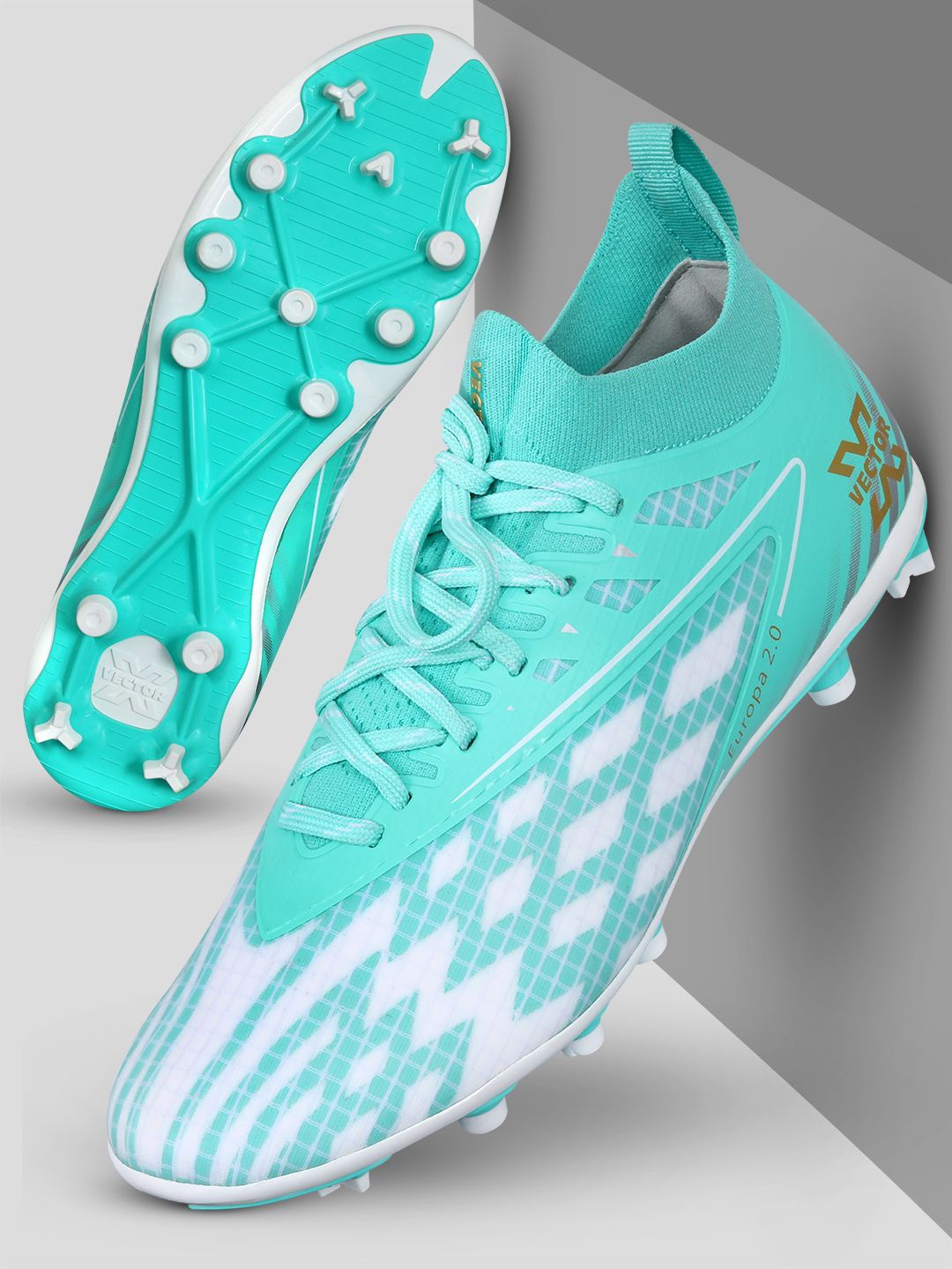 

VECTOR X Unisex Football Non-Marking Lace-Ups Shoes, Sea green