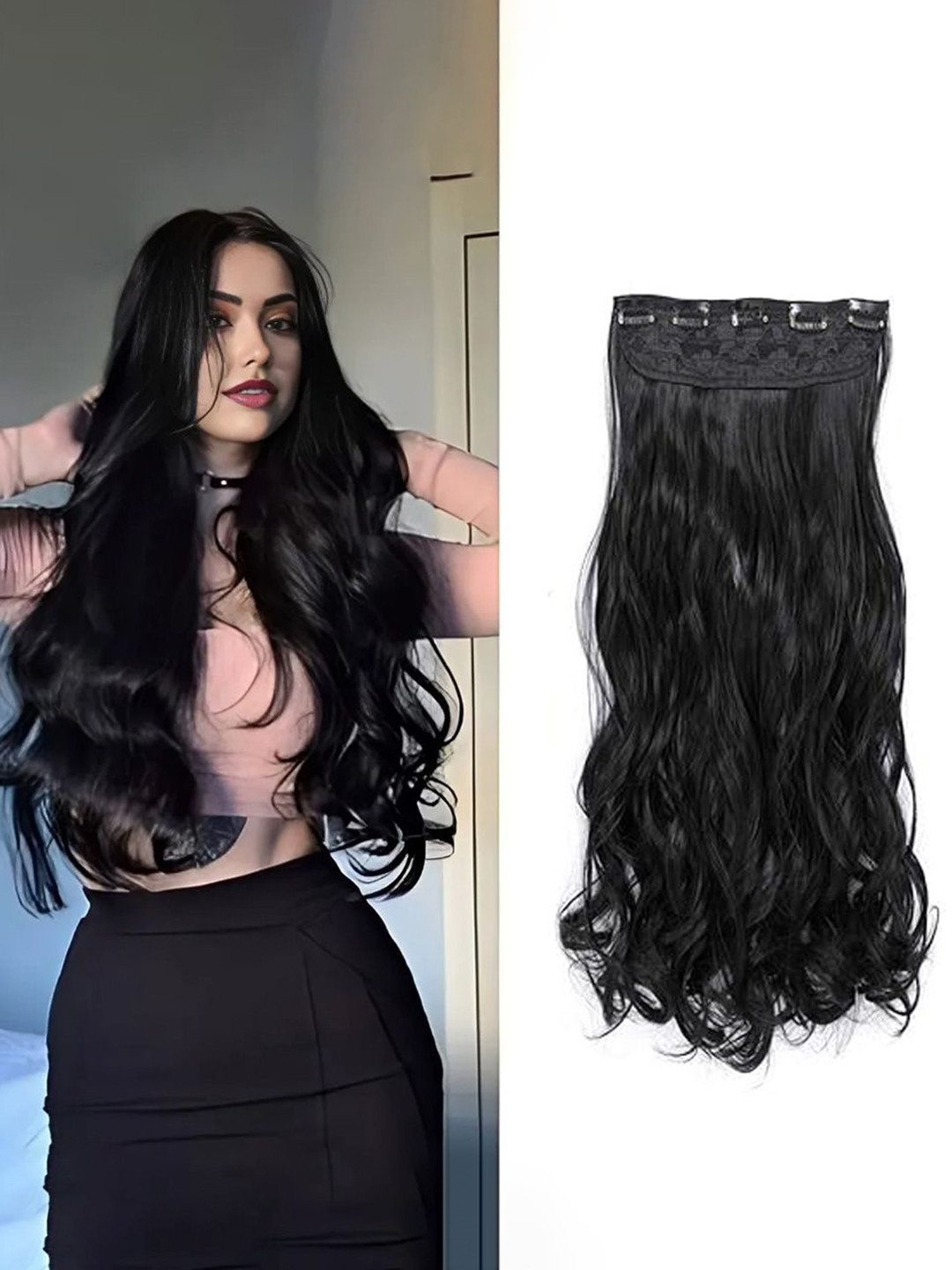 

D-Divine Clip-In Wavy Locks Hair Extension - Black - 22 Inch