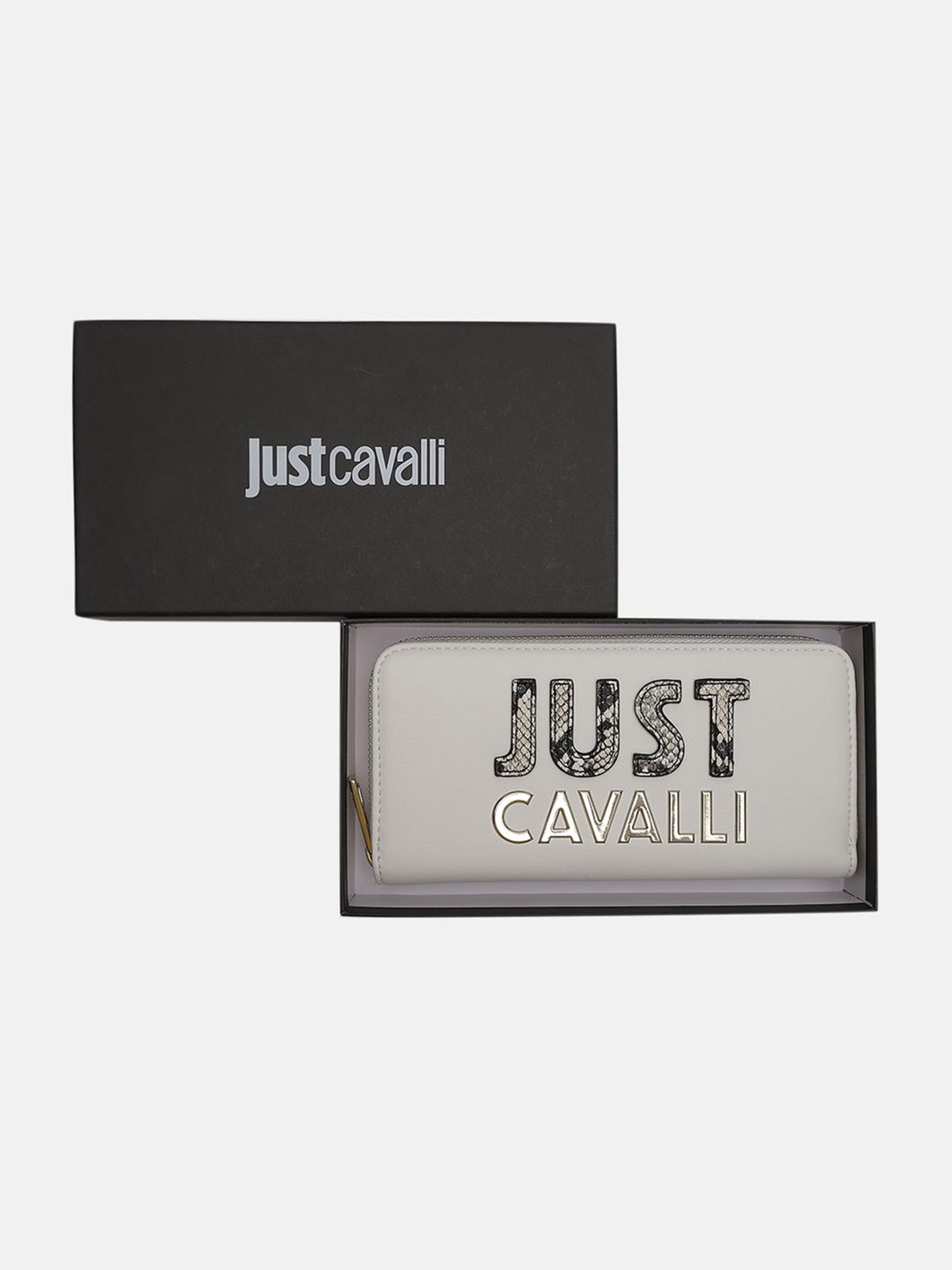 

Just Cavalli Women Typography Zip Around Wallet, White