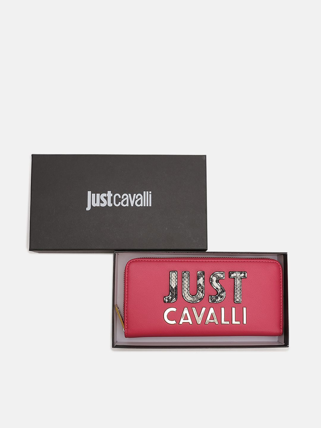 

Just Cavalli Women Typography Zip Around Wallet, Pink