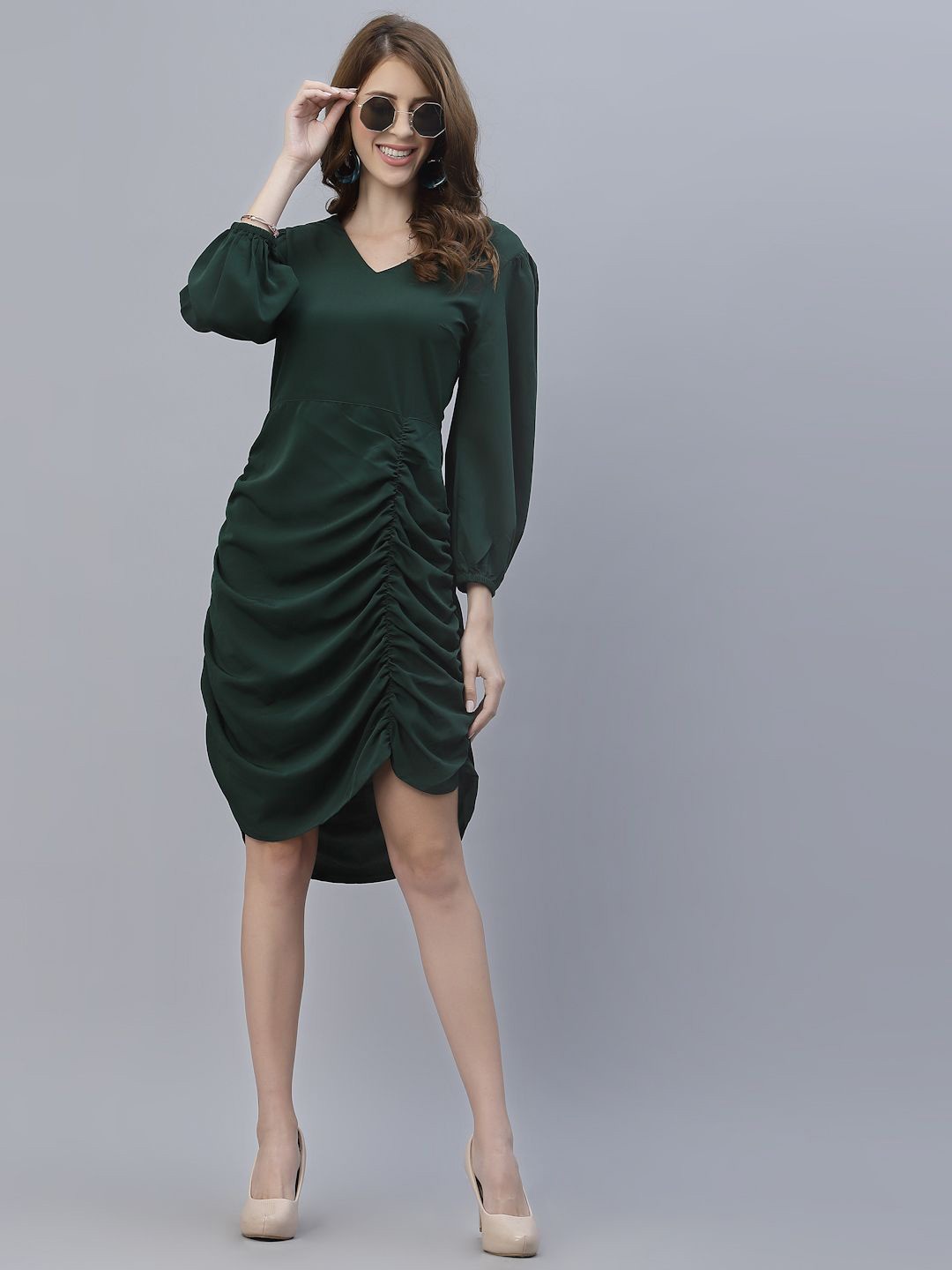 

RAASSIO Women Sheath Midi Dress, Green