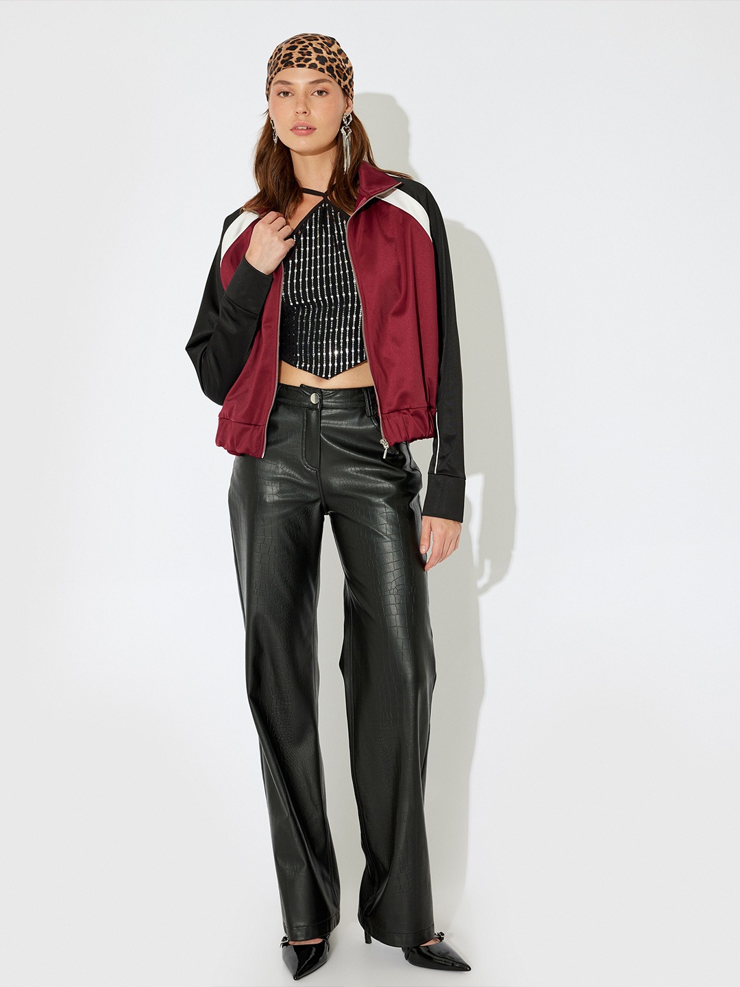 

Koton Women Front-Open Casual Sweatshirt, Maroon