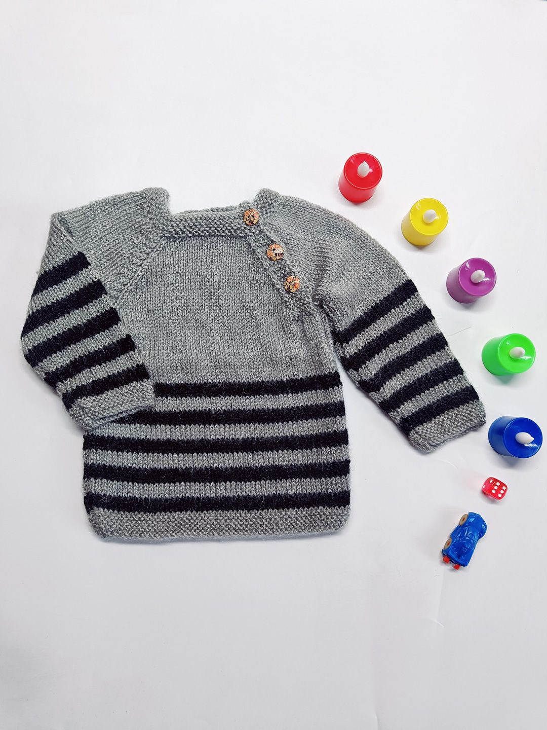 

ShilpShakti Unisex Kids Striped Pullover, Grey