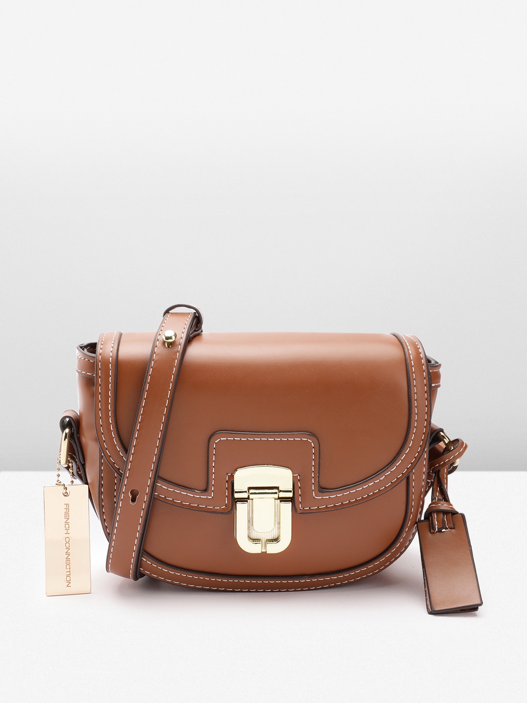 

French Connection Structured Sling Bag, Brown