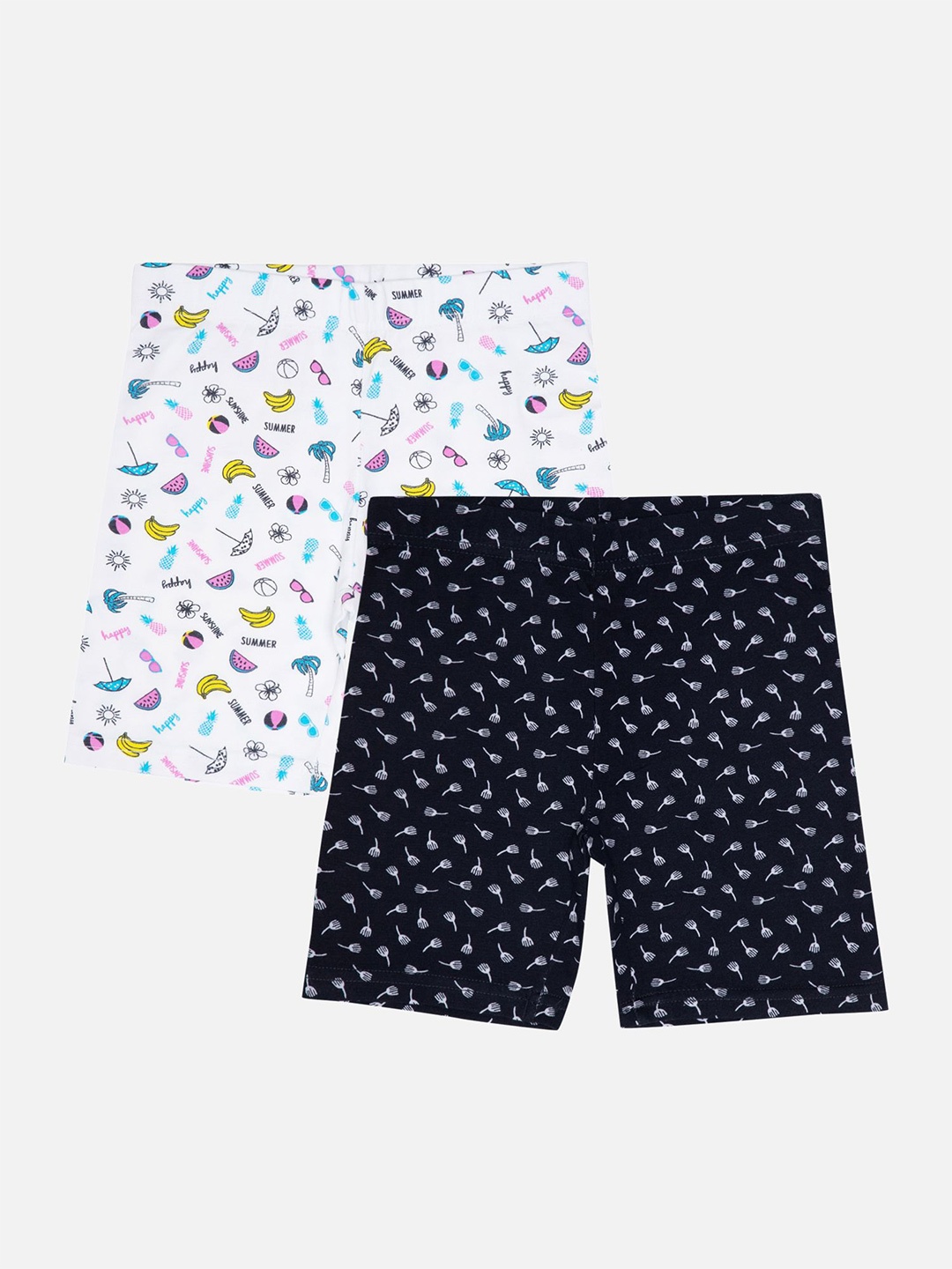 

Bodycare Kids Girls Pack Of 2 Printed Shorts, White