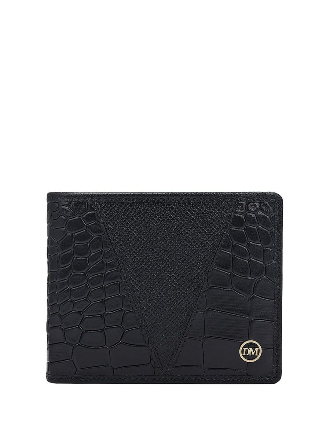 

Da Milano Men Typography Leather Two Fold Casual Wallet, Black