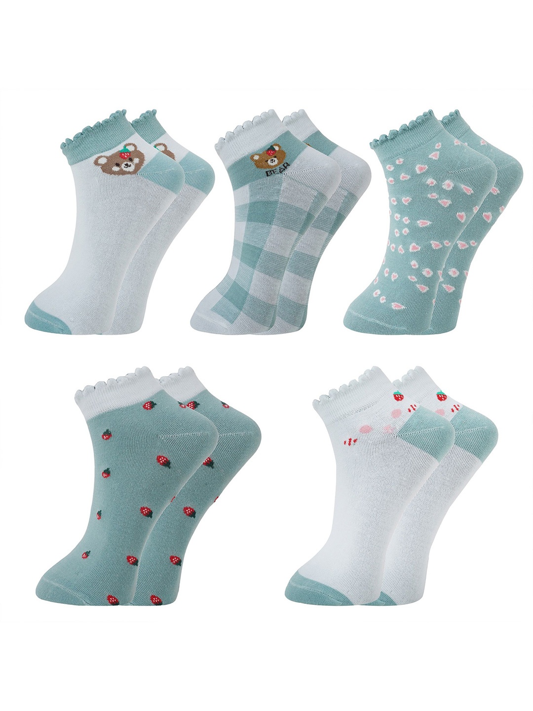 

BAESD Women Pack Of 5 Assorted Ankle-Length Socks