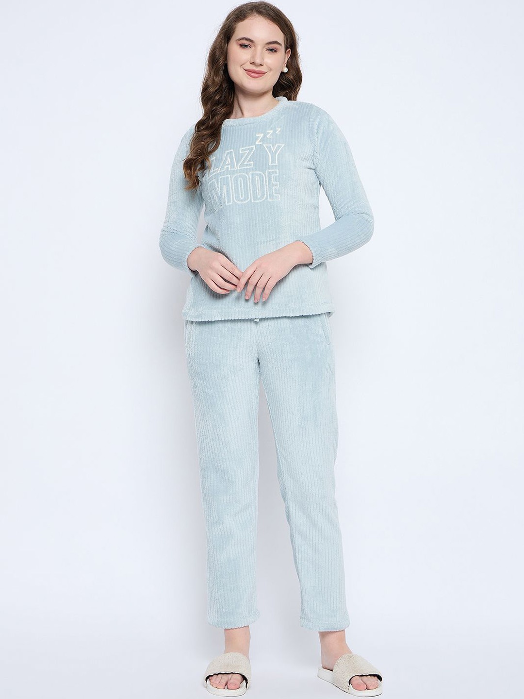 

MADAME M SECRET Women Striped Night suit, Grey