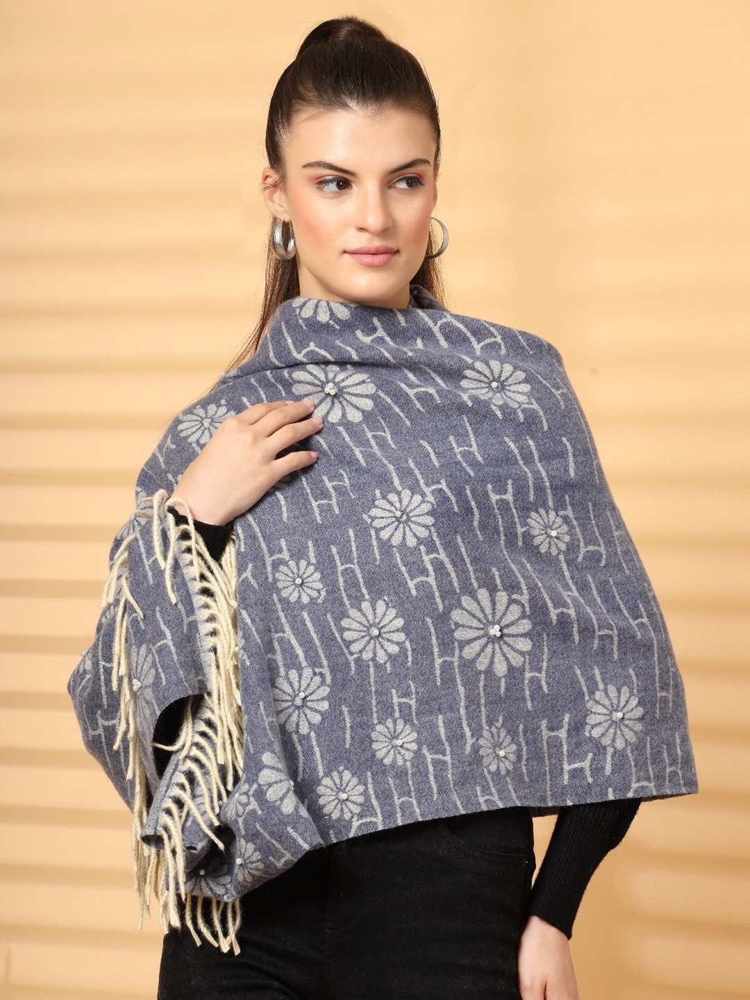 

Mafadeny Women Printed Winter Stole, Blue