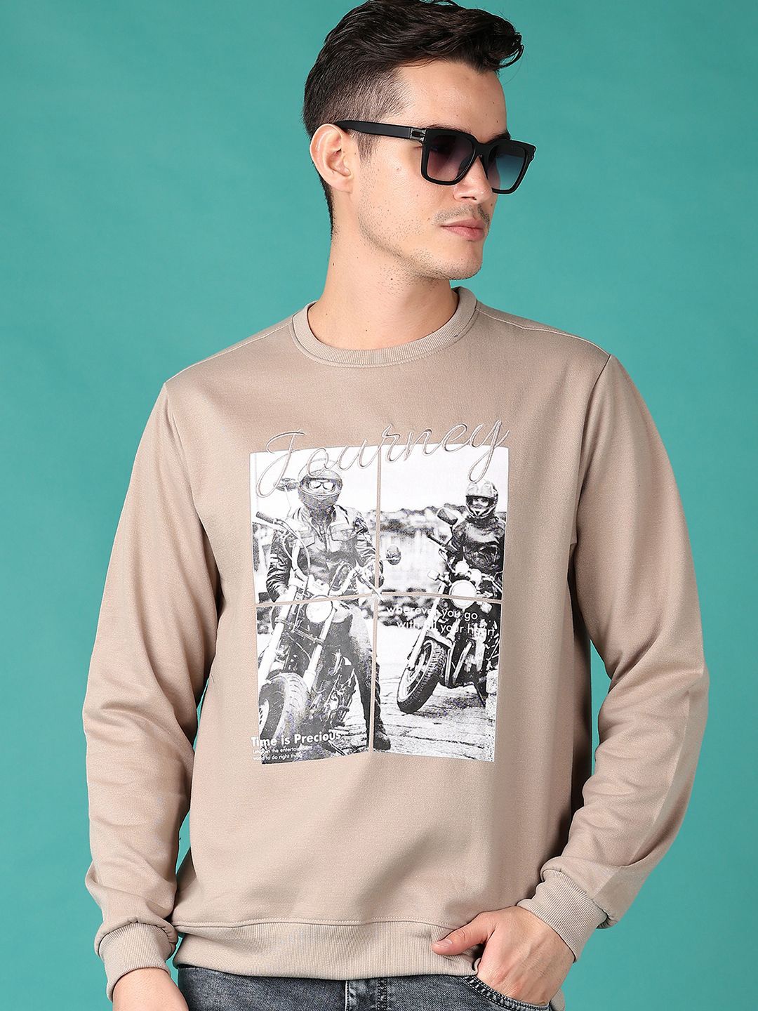 

V-Mart Men Printed Sweatshirt, Beige