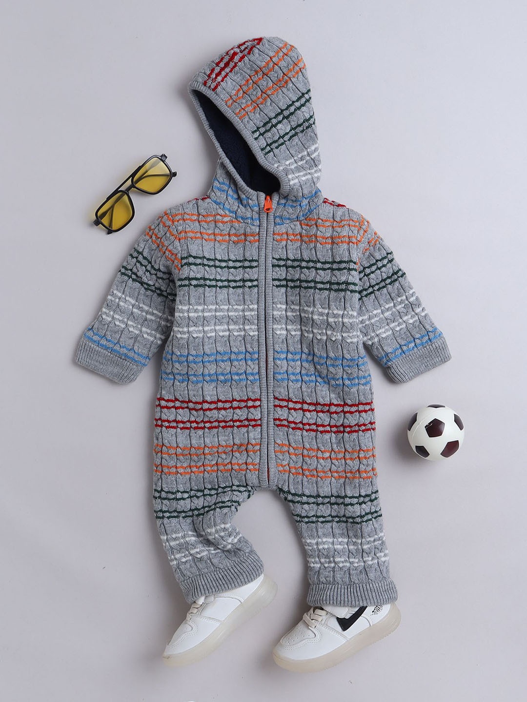 

Yellow Apple Infants Kids Full Sleeve Romper, Grey