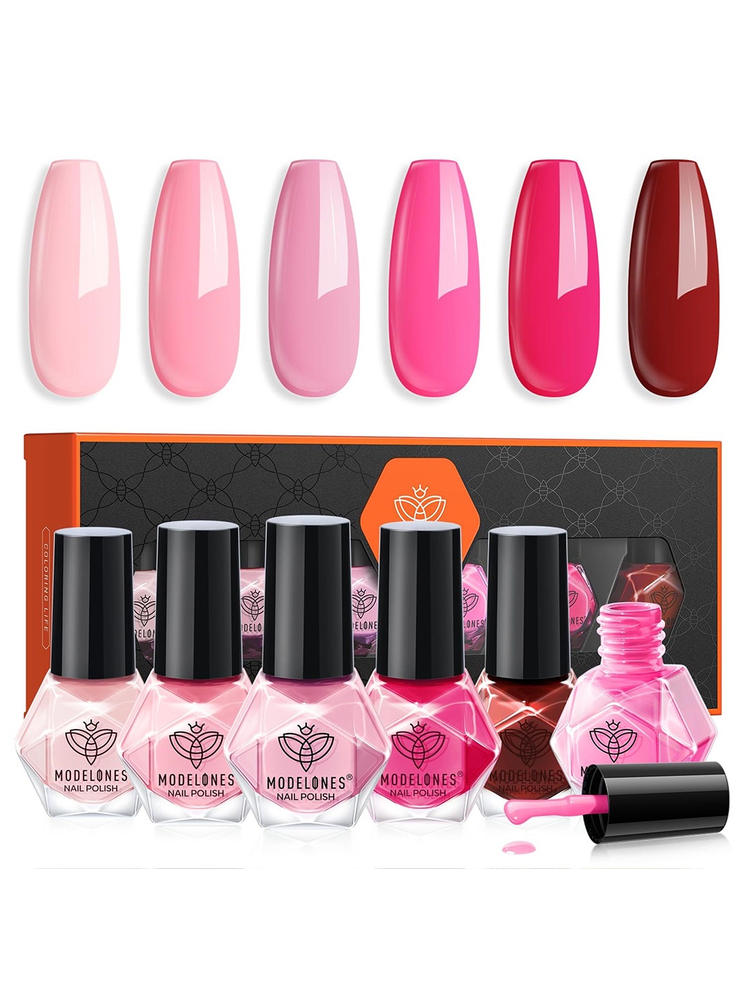 

Modelones Set Of 6 Secret Kisses Nail Polish 5ml Each-Shade-#208-#209-#210-#211-#212-#213, Multi