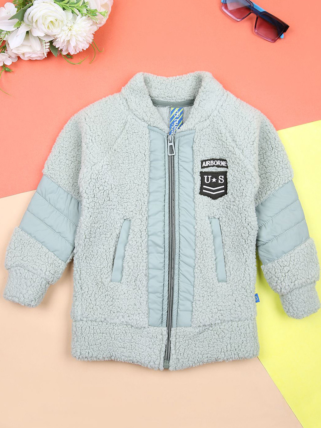 

V-Mart Boys Mandarin Collar Cotton Sweatshirt, Green