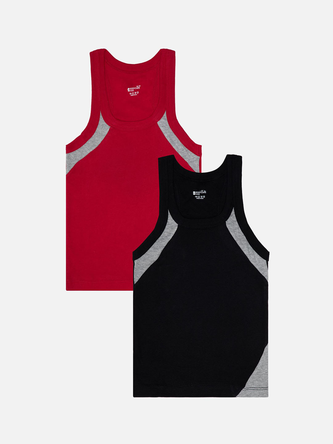 

Bodycare Boys Pack Of 2 Colourblocked Cotton Innerwear Vests KGA2019AB-PK001, Black