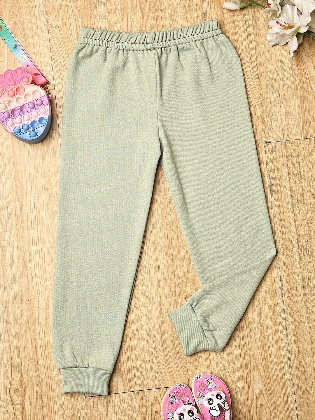 

Cutiekins Girls Regular Fit Mid Rise Joggers, Olive
