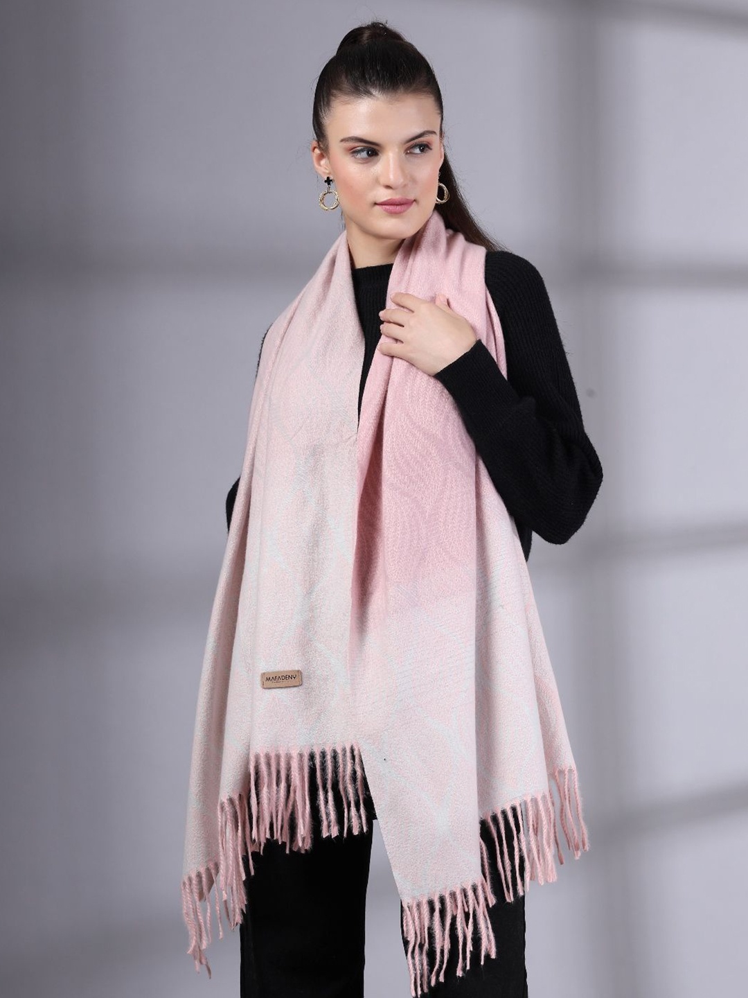 

Mafadeny Women Winter Printed Stole, Pink